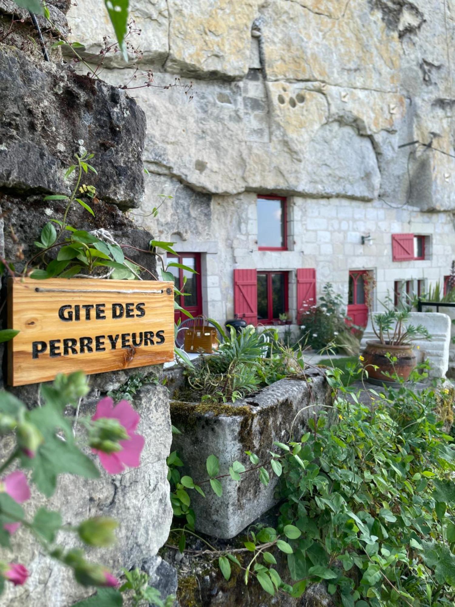Gite Des Perreyeurs - Maison Troglodyte Avec Vue Sur Loire Montsoreau Esterno foto